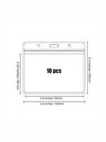 20 unidades de porta-crachás transparente em PVC, à prova d'água, formato retrato horizontal, portátil, para trabalho, estudante ou campus, material escolar e de escritório. - Claro - Ver 13