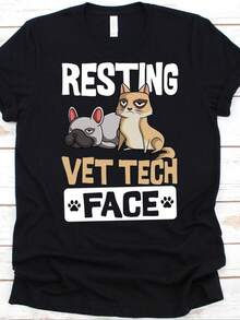 Resting Vet Tech Face S1Hirt, Gift For Vet Technicians, Animal Science, Veterinarian S1Hirt, Veterinary Graphic, Veterinary Technician S1Hirt220g Basic Combed Cotton T1S1Hirt WoM1en S1uperior S1oftnessSuitable For All People, Whether WoM1en Or M1enhighquality Durable Fabric Suitable For All Seans,Ft To The Touch But Built To LastBreathabletops WoM1en Fall Oui For WoM1en VaC1Ation Oui WoM1en Halloween Costume - màu đen - Xem 1