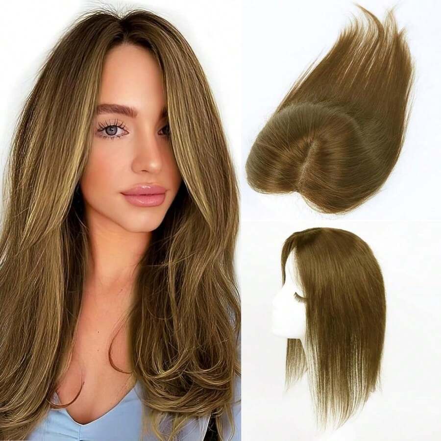 Extensiones de Cabello para Mujer, Cabello , Postizos con Clip, Cabello Humano para Cabello Fino, Postizo Voluminoso para la Parte Superior de la Cabeza Sin Flequillo