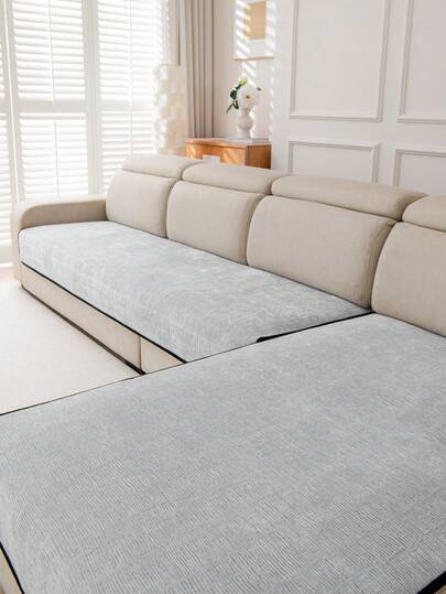 1pc Minimalist Thickened Chenille Sofa Cushion, Fashionable European Luxury Edged Fresh Pet-Proof Sofa Cover, Anti-Slip Anti-Dust Easy To Clean, Decorative Sofa Protector, Suitable For All Seasons, 1-4 Seater Sofa, L-Shaped Sofa, Applicable For Living Room, Bedroom, Study, Office, Party, Club, Outdoor