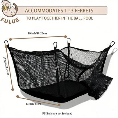 1pc Breathable Mesh Ferret Hammock, Bottom Water Separation Design, Small Animal Ball Pit, Playpen Cube, Hanging Pet Bed, 2-In-1 Ferret Cage Accessory For Playing And Resting