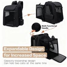 TONSSIDA Expandable Pet Backpack With Breathable Mesh, Foldable Cat Dog Carrier With Extra Large Space, Travel Pet Backpack For Small To Medium Pets - Black - View 9
