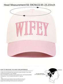 1pc Adjustable "WIFEY" Embroidered Colorblock Baseball Cap, Casual Sun Protection Hat Suitable For Spring/Autumn Travel & Beach, Y2K Style Gift For Young People - Baseball Cap - View 11