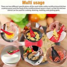 Multi-Functional Long Handle Cooking Spoon - Potato Masher, Rice Scoop, Vegetable & Fruit Crusher, Strainer, Grinder For Ginger & Garlic, Egg Beater, Egg Separator, Garlic Crusher, And Frying Pan Spatula - Multicolor - View 8
