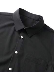 GRDR Men's Fashionable Solid Color Short Sleeve Shirt | Exquisite Design | Summer Essential | Easy To Match | Showcase Your Style - Black - View 7