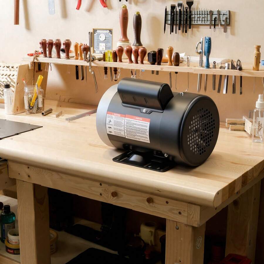0.5 HP Electric Motor, 1725RPM Air Compressor Motor, CW/CCW Rotation, 5/8 Inch Shaft Diameter, 1.88inch Shaft Length, 2.07N.M Torque, Single-Phase, TEFC Cooling, 115V/230V, 56 Frame - 0.5HP 1725RPM Single Phase - View 1