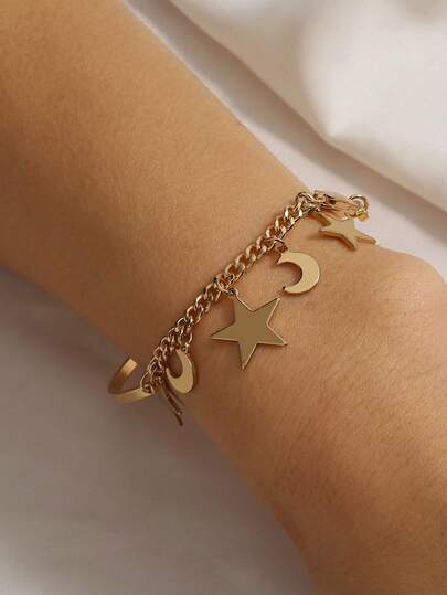 1pc Elegant & Gentle Women's Bracelet With Star & Moon Elements