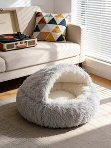 1 pieza Cama de gato de peluche con forma de concha, cama para perro, cama grande para perro, caseta para perro, juguete de búsqueda y encuentro de cachorro feliz como regalo, casa de cueva linda para mascotas, nido de gato antideslizante y lavable, refugio cálido para conejo, perro pequeño, uso en interiores para gato - Multicolor - Ver 6