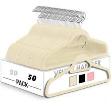 20/50 Pack Luxury Velvet Felt Non Slip Clothes Hangers - Ultra Slim & Space Saving - Heavy Duty Swivel Hook For Clothing, Suit, Top, Tie, Shirt, Skirt & Pant Organization - 查看 10