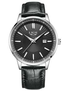 LIGE Men's Fashion Brand Watch Luminous Date Quartz Waterproof Men's Watch - Silver - View 13