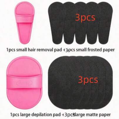 8/12 pezzi Set di tamponi di cartavetrata riutilizzabili per depilazione, disponibili in due misure, strumento fisico per rimozione dei peli per corpo, viso, accessori per la cura e l'igiene personale, elementi essenziali da viaggio