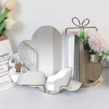 1pc Contemporary Cloud-Shaped Frameless Mirror, Horizontal Matte Surface, Polystyrene Material, Shatterproof High-Definition Mirror, Suitable For Desktop Decor, No Power Needed, Asymmetrical Floral Theme - 2mm - View 7