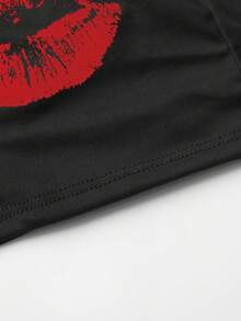 Men's Black Sexy Lip Print Briefs, Elastic Comfortable Everyday Underwear - Black - View 7