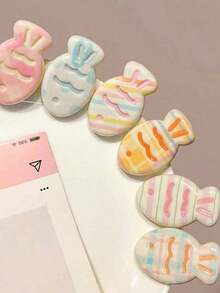 6 Cute Clownfish-Shaped Hair Clips In Cream And Candy Colors, Sweet Y2K Style Cartoon Fish Wave Hair Clips, Macaron-Colored Hair Clips, Hair Accessories, School Supplies, Headwear. - 6pcs - 查看 3