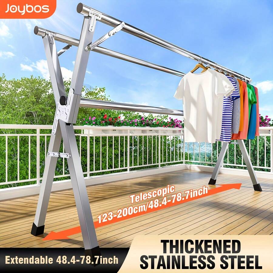 Joybos® 1pc Heavy Duty Stainless Steel Foldable Clothes Drying Rack ...