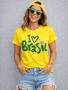 Women's Brazil World Cup T-Shirt/Blouse (Unisex) - Yellow - View 2