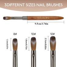 8号至18号尺寸，1支装貂毛美甲刷，貂毛亚克力美甲刷，亚克力美甲刷，亚克力美甲专用貂毛刷 - 巧克力棕 - 查看 2
