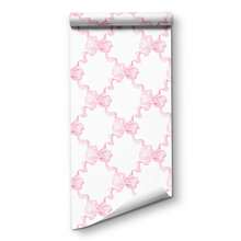 ihomeli Pink Bow Plaid Removable Wallpaper, Pink Bow Wallpaper, Pink Bow Plaid Removable Wallpaper - Peelable Wallpaper, Pink Nursery, Soft Pink Wallpaper, Peelable And Repositionable Canvas Watercolor Bow - Multicolor - View 10