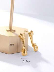 Copper Plated With Platinum, Thickness 0.03μm, Fashionable And Elegant Front And Back Teardrop Earrings, 1 Pair - 銀色 - 查看 3