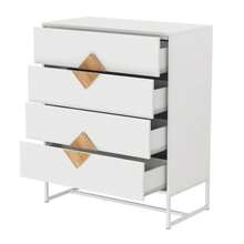 Solid wood special shape square handle design with 4 drawers bedroom furniture dressers - Weiss - Übersicht 8