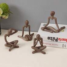 1pc Thinker Sculpture Abstract Mini Desktop Decor, 4 Colors, Home Office Bookshelf Living Room Decoration, Gift, Easter Decoration, Easter Gift, Halloween, Christmas Gift - 1PC Brown - View 9