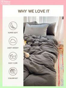 Bộ chăn ga gối 3 món - 1 vỏ chăn và 2 vỏ gối, chất liệu mềm mại và thoải mái, nhiều màu sắc để lựa chọn, phù hợp cho phòng ký túc xá hoặc phòng ngủ, trang trí nhà cửa thời trang, có thể giặt máy, không kèm ruột chăn. - Xám - Xem 7