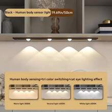 1pc Cat Eye Motion Sensor Cabinet Light USB Rechargeable LED Light Strip Dimmable 3 Color Temperatures Suitable For Kitchen Wardrobe Cabinet Bedroom Hallway - Three Colors Of Light - View 13