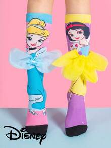Cute 3D Disney Princess Series Children's Over-The-Knee Socks, Fashionable Snow White & Mermaid Princess Children's Long Socks, Party Gifts, Quality Gifts, Back To School Season, Fun & Fashionable Disney Princess Fans Disney Princess Leg Warmers - Multicolor - View 19
