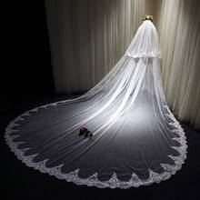New Model, Ultra-Long 4-Meter Veil For The Bride, Large Veil, Korean Style, Wedding Veil, Ceremonial Veil, Headpiece, Double-Layered Veil. For Weddings, Birthdays, Holidays. - 白色 - 查看 3