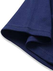 Stylish And Casual Men's T-Shirt, 100% Cotton, Modern And Elegant, Printed On Chest And Sleeves - 藏蓝色 - 查看 4