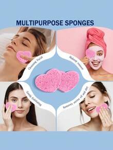 Compressed Facial Sponges 100% Natural Cosmetic Spa Sponges For Makeup Remover For Daily Facial Cleansing And Exfoliating - Watermelon Pink - View 5