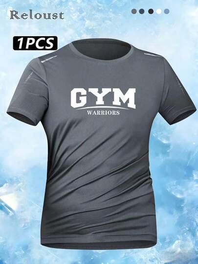 男士休闲户外运动短袖上衣，舒适透气圆领速干衫，轻便设计，适合户外活动，时尚印花款式，男士理想之选