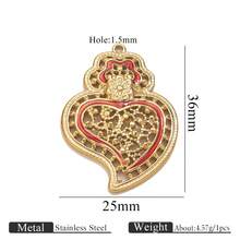 1/3件装多款304不锈钢18K镀金心形滴油吊坠DIY饰品配件，适合女性聚会、送礼及日常佩戴 - 紅色墜飾 - 查看 76