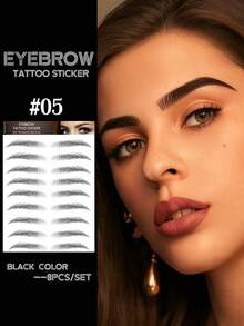 8pcs/Set,Tattoo Tattoos,Fake Eyebrows,Black Eyebrows,Eyebrow Stickers,Different Eyebrow Stickers,Simulated Eyebrow Tattooing,Waterproof Eyebrow Patch,Lazy Thrushcross,3D Eyebrow Sticker - Multicolor - View 3