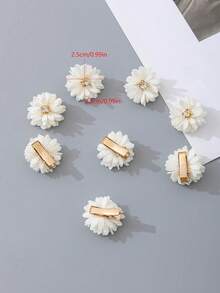 8个白色雏菊发夹套装，新款时尚纯白发夹，适合婚礼、派对和日常造型，母亲节礼物/小惊喜 - 彩色 - 查看 4