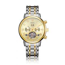 Reloj mecánico multifuncional totalmente automático de la marca Dongguan con calendario y correa de cuero para hombre. - Oro - Ver 9