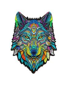 1 件可爱长颈鹿图案木制拼图，不对称动物形状木制拼图，成人休闲玩具，适合家人和朋友，圣诞节的绝佳礼物，拼图，拼图，木制拼图，拼图，拼图，木制拼图 - 杏色 - 查看 12