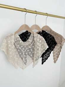 1pc Bohemian Style Crochet Hollow Triangle Scarf - Lightweight, Lace-Like Crochet Floral Details, Perfect For Summer Vacation, Daily Commute And Casual Outfits. An Essential Bohemian Fashion Accessory. - Multicolor - View 8