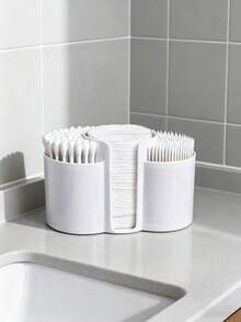 3-In-1 Q-Tip Holder For Bathroom – Premium Vanity Organizer Canister With Dustproof Lid For Swabs, Balls And Pads, Countertop Storage Container - Multicolor - View 7