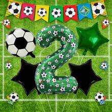 5pcs Soccer Theme Birthday Balloon Set - 40 Inch Green Number, Soccer Ball & Black Star Foil Balloons, Suitable For Birthday Party, Youth Soccer Celebration, Graduation Ceremony & Sports Party, Soccer Accessories, Sports Events, Home Decor - Indoor & Outdoor Decoration, Soccer Party, Decorations, Event Decorations, Sports Enthusiasts - Football Version - View 4