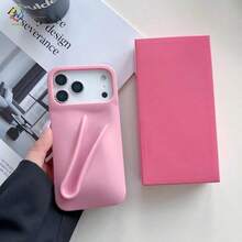 1-Piece Silicone Phone Case With Lip Gloss Holder For IPhone 17 Pro Max 16/15/14 Pro, Soft Touch Matte Back Cover, Shockproof & Anti-Fingerprint Protective Case - Ruy-băng - Xem 2