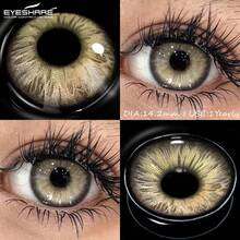 EYESHARE 2 Units/Pair Brown  For Eyes, Natural Lenses For Gray Eyes Of Mixed Race, Green Makeup Lenses For Annual Use, 14.2 Mm, No Prescription - 棕色 - 查看 4