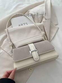 New Fashion Metal Decor Handbag Shoulder Bag, Suitable For Party, Outing, Vacation, Shopping And Daily Use, Can Store Coins, Phones, Also Suitable As A Work Bag For Professional Women, College Students And Career Women, Elegant Ladies Bag - Grey - View 1
