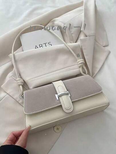 新款时尚金属装饰手提单肩包，适合派对、外出、度假、购物和日常使用，可存放硬币、手机，也适合职业女性、大学生和职场女性作为工作包使用，是一款优雅的女士包。