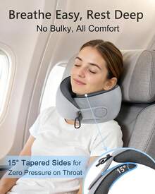 Travel Pillow With Carry Case, Memory Foam Neck Pillows For Airplanes, 360 °   Wrap Around Support For Sleeping, Breathable & Washable Cover For Long Flights, Car & Train Traveling - 1 - View 4