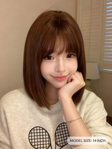 Fashionable Versatile Minimalist Chin-Length Wig For Everyday Wear - Brown - View 4