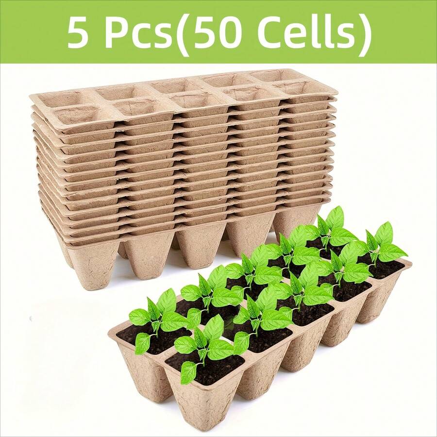 Seedling Tray, Seed & Seedling Starter Pots, PEAT Pots, Seed & Seedling Starter Kit, Germination Plant Starter Tray - 10 Cells - View 1