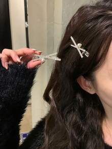 2个装女士时尚优雅闪亮水钻合金蝴蝶结鳄鱼夹发夹，刘海/侧发夹，适合节日、派对、度假、日常外出、波西米亚风派对等场合，优雅时尚 - 彩色 - 查看 16