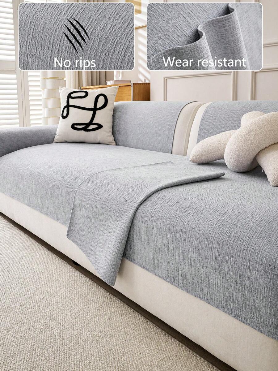 1件装柔软雪尼尔沙发垫套，四季通用沙发座垫保护套，现代简约防滑沙发套，防尘可水洗，清新时尚，宠物友好，适用于卧室、办公室、客厅组合家具，L型沙发和1/2/3/4座沙发