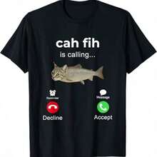 100%&Nbsp;Cotton&Nbsp;Fih&Nbsp;Calling&Nbsp;Remind&Nbsp;Me&Nbsp;Message&Nbsp;Decline&Nbsp;Accept&Nbsp;Phone&Nbsp;Call&Nbsp;Fish&Nbsp;T-Shirt - 黑色8 - 查看 1